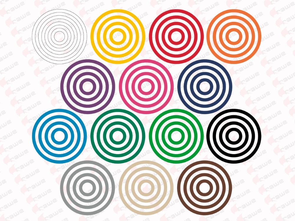 Sada 56 barevných kruhů - průměr 13,10,7 a 4cm - síla 1,5cm - Samolepka na zeď