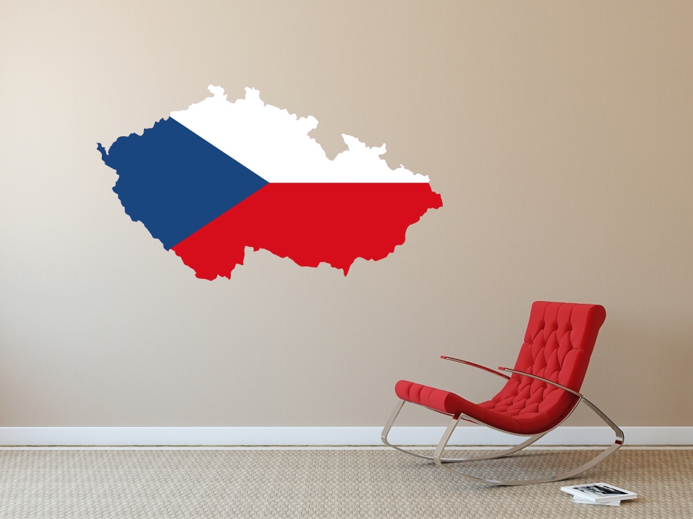 Barevná vinylová samolepka na zeď - Mapa Česká Republika
