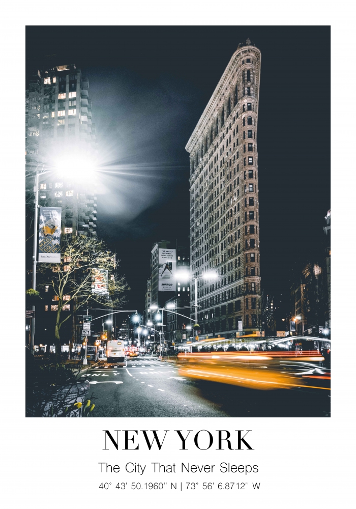 Plakát New York - Žehlička v noci