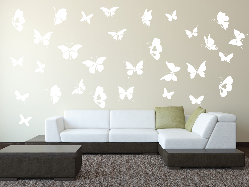 Sada 30 motýlků - Samolepka na zeď