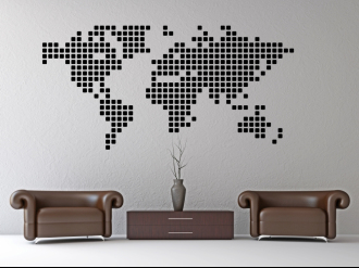 Abstraktní mapa světa - Samolepka na zeď