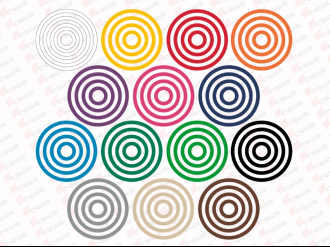 Sada 56 barevných kruhů - průměr 13,10,7 a 4cm - síla 1,5cm - Samolepka na zeď