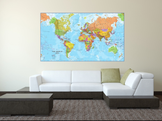 Mapa světa - Barevná vinylová samolepka na zeď