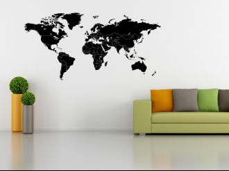 Mapa světa rozdělené státy - Samolepka na zeď
