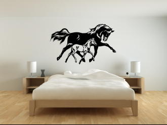 Koně - Kobyla a hříbě - Samolepka na zeď