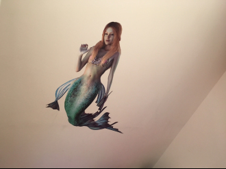 Barevná vinylová samolepka na zeď - Mořská panna