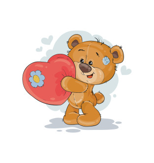Samolepka na zeď - Medvídek a srdce