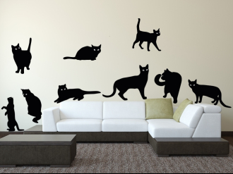 Sada 9 koček - Samolepka na zeď